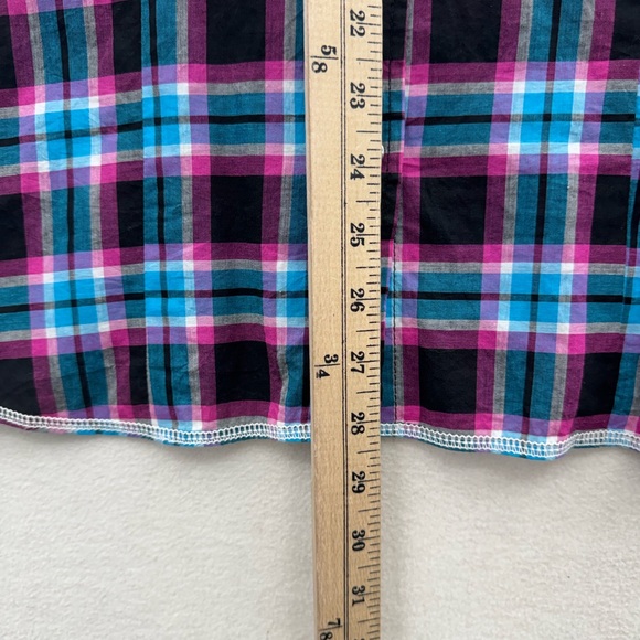 Tin Haul Women’s Large Pink Blue Black Plaid Button Up Shirt Accent Print - Picture 5 of 7